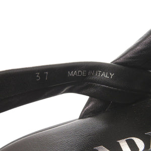 美品 プラダ ロゴ サイズ37 レザー ブラック サンダル 黒 1111【中古】PRADA