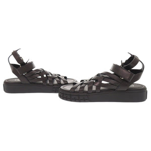 未使用品 プラダ サイズ37 レザー ブラック サンダル メッシュサンダル 黒 1112【中古】PRADA
