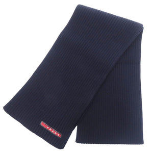 未使用 プラダ スポーツライン ロゴ SMS180 ウール ネイビー マフラー 1114【中古】PRADA メンズ