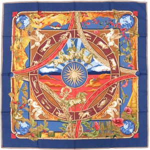 美品 エルメス カレ90 RYTHMES DU MONDE 世界のリズム シルク スカーフ 1116【中古】HERMES