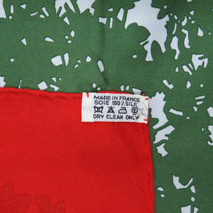 美品 エルメス カレ90 MARCHE FLOTTANT DU LAC INLE インレ湖の水上マーケット シルク レッド オレンジ グリーン スカーフ 1117【中古】HERMES