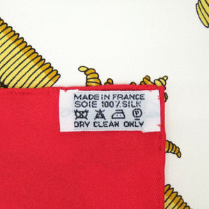 新品同様 エルメス カレ90 DEO JUVANTE MONACO シルク レッド ホワイト ゴールド スカーフ 1118【中古】HERMES