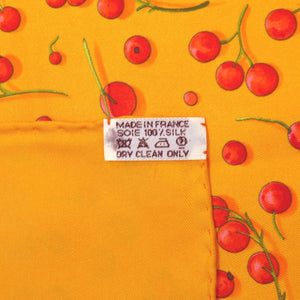 美品 エルメス カレ90 赤い果実 Red Berries シルク オレンジ レッド グリーン スカーフ 1120【中古】HERMES