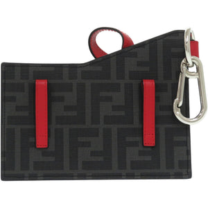 美品 フェンディ ポケットチャーム ベルトバッグ 7AR759 レザー ブラック 赤 キーホルダー 1135【中古】FENDI