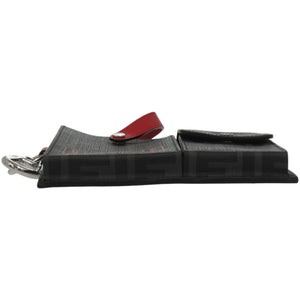 美品 フェンディ ポケットチャーム ベルトバッグ 7AR759 レザー ブラック 赤 キーホルダー 1135【中古】FENDI