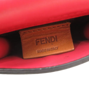 美品 フェンディ ポケットチャーム ベルトバッグ 7AR759 レザー ブラック 赤 キーホルダー 1135【中古】FENDI