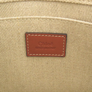 美品 クロエ 2WAY ウッディ スモール レザー/コットン ベージュ トートバッグ ハンドバッグ 1146【中古】Chloe