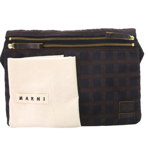 美品 マルニ × ポーター オンブレチェック ナイロン ネイビー ボルドー サコッシュ ショルダーバッグ 1153【中古】MARNI メンズ