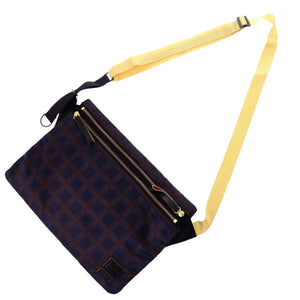 美品 マルニ × ポーター オンブレチェック ナイロン ネイビー ボルドー サコッシュ ショルダーバッグ 1153【中古】MARNI メンズ