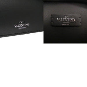 新品同様 ヴァレンティノ ガラヴァーニ VLTNロゴ ベルトバッグ レザー ブラック グリーン ウエストバッグ 黒 1156【中古】Valentino Garavani