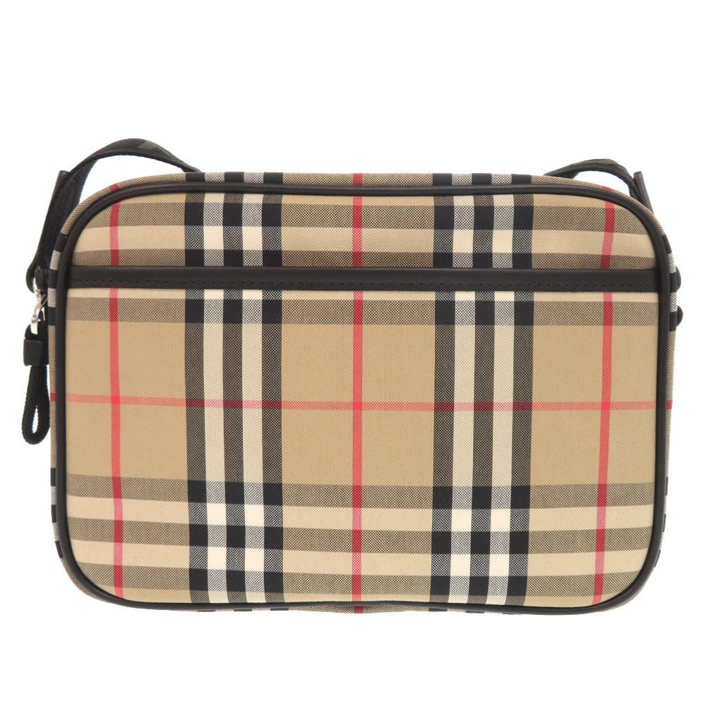 新品同様 バーバリー チェック柄 コットン レザー ベージュ ショルダーバッグ 1165【中古】BURBERRY