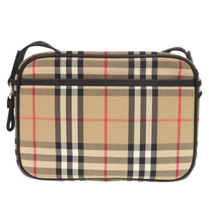 新品同様 バーバリー チェック柄 コットン レザー ベージュ ショルダーバッグ 1165【中古】BURBERRY