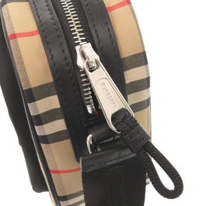 新品同様 バーバリー チェック柄 コットン レザー ベージュ ショルダーバッグ 1165【中古】BURBERRY