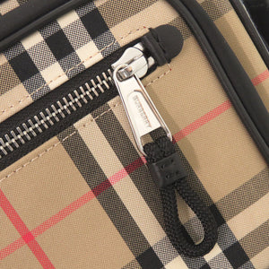 新品同様 バーバリー チェック柄 コットン レザー ベージュ ショルダーバッグ 1165【中古】BURBERRY