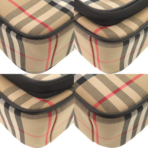 新品同様 バーバリー チェック柄 コットン レザー ベージュ ショルダーバッグ 1165【中古】BURBERRY
