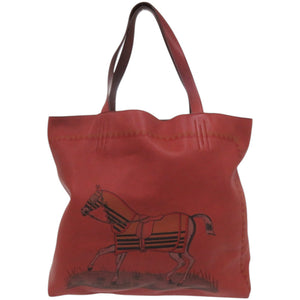 エルメス ドゥブルセンス45 リバーシブル バイカラー レザー ヴォーシッキム レッド □P刻印 赤 トートバッグ 1228【中古】HERMES