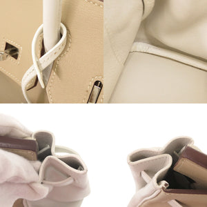 美品 エルメス バーキン25 パーソナルオーダー ヴォースイフト ベージュ ホワイト シルバー金具 □O刻印(2011年製) ハンドバッグ 1229【中古】HERMES