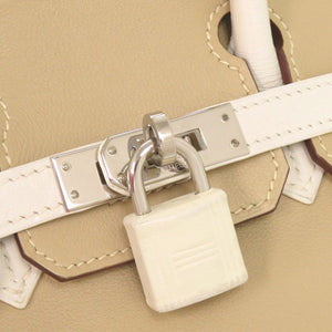 美品 エルメス バーキン25 パーソナルオーダー ヴォースイフト ベージュ ホワイト シルバー金具 □O刻印(2011年製) ハンドバッグ 1229【中古】HERMES