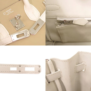 美品 エルメス バーキン25 パーソナルオーダー ヴォースイフト ベージュ ホワイト シルバー金具 □O刻印(2011年製) ハンドバッグ 1229【中古】HERMES