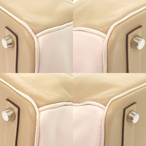 美品 エルメス バーキン25 パーソナルオーダー ヴォースイフト ベージュ ホワイト シルバー金具 □O刻印(2011年製) ハンドバッグ 1229【中古】HERMES