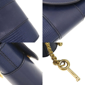 美品 クロエ アビーロック 型押しレザー ブルー 2WAY ショルダーバッグ チェーンショルダー 青 1261【中古】Chloe