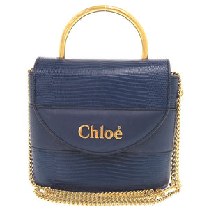 美品 クロエ アビーロック 型押しレザー ブルー 2WAY ショルダーバッグ チェーンショルダー 青 1261【中古】Chloe
