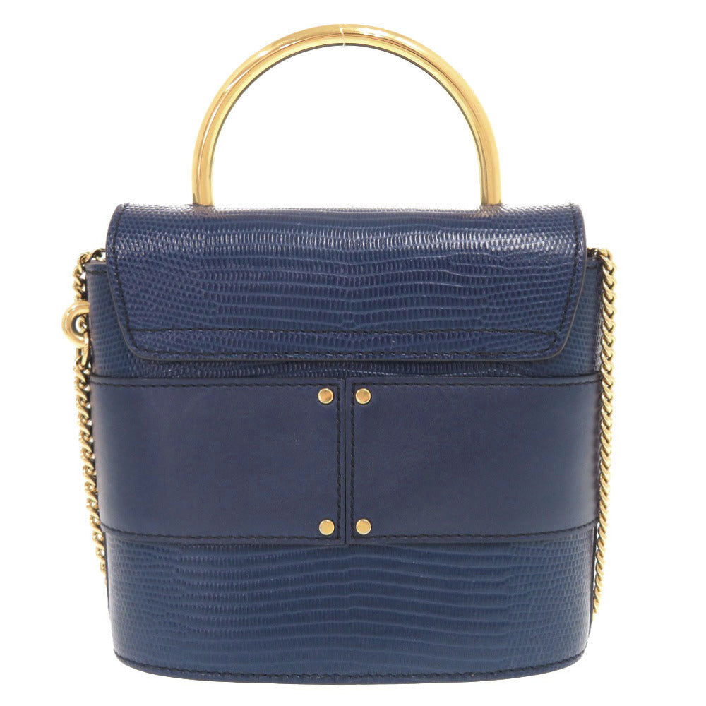 美品 クロエ アビーロック 型押しレザー ブルー 2WAY ショルダーバッグ チェーンショルダー 青 1261【中古】Chloe