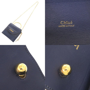 美品 クロエ アビーロック 型押しレザー ブルー 2WAY ショルダーバッグ チェーンショルダー 青 1261【中古】Chloe