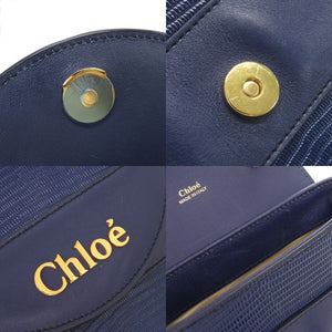 美品 クロエ アビーロック 型押しレザー ブルー 2WAY ショルダーバッグ チェーンショルダー 青 1261【中古】Chloe