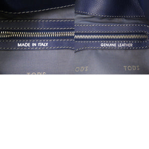美品 トッズ ALH ショッピングバッグ ラージ レザー ネイビー ブルー シルバー金具 ハンドバッグ ショルダーバッグ 1270【中古】TOD’S