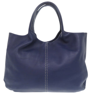 美品 トッズ ALH ショッピングバッグ ラージ レザー ネイビー ブルー シルバー金具 ハンドバッグ ショルダーバッグ 1270【中古】TOD’S