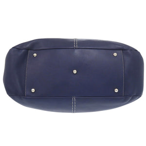 美品 トッズ ALH ショッピングバッグ ラージ レザー ネイビー ブルー シルバー金具 ハンドバッグ ショルダーバッグ 1270【中古】TOD’S