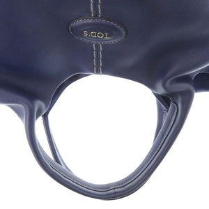 美品 トッズ ALH ショッピングバッグ ラージ レザー ネイビー ブルー シルバー金具 ハンドバッグ ショルダーバッグ 1270【中古】TOD’S