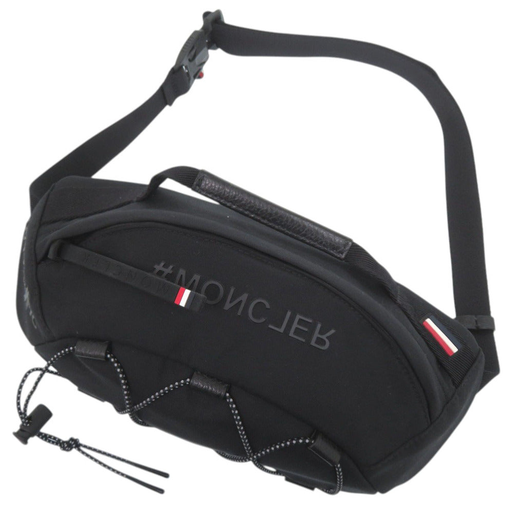 美品 モンクレール ブラック ボディバッグ ウエストバッグ 黒 1281【中古】MONCLER メンズ
