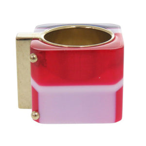 美品 クリスチャンディオール ソルベ ワイドリング サイズL(約15号) ゴールド/レッド/ブルー リング 指輪 1301【中古】Christian Dior
