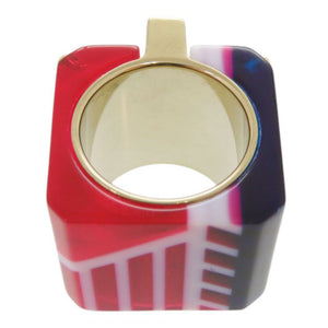 美品 クリスチャンディオール ソルベ ワイドリング サイズL(約15号) ゴールド/レッド/ブルー リング 指輪 1301【中古】Christian Dior