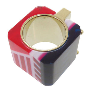美品 クリスチャンディオール ソルベ ワイドリング サイズL(約15号) ゴールド/レッド/ブルー リング 指輪 1301【中古】Christian Dior