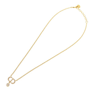 美品 クリスチャン ディオール CD ロゴ ストーン メタル ゴールド ネックレス アクセサリー 1314 【中古】 Christian Dior