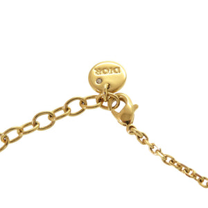 美品 クリスチャン ディオール CD ロゴ ストーン メタル ゴールド ネックレス アクセサリー 1314 【中古】 Christian Dior