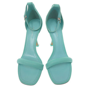 美品 ルイ ヴィトン ロゴ付き ストラップサンダル レザー ブルーグリーン LV 1319【中古】LOUIS VUITTON