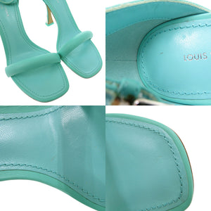 美品 ルイ ヴィトン ロゴ付き ストラップサンダル レザー ブルーグリーン LV 1319【中古】LOUIS VUITTON