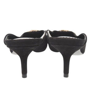 美品 ルイ ヴィトン ロゴ サイズ34 1/2 スエード ブラック パンプス 黒 LV 1320【中古】LOUIS VUITTON