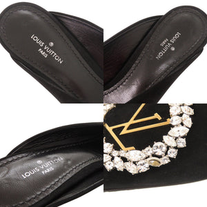 美品 ルイ ヴィトン ロゴ サイズ34 1/2 スエード ブラック パンプス 黒 LV 1320【中古】LOUIS VUITTON