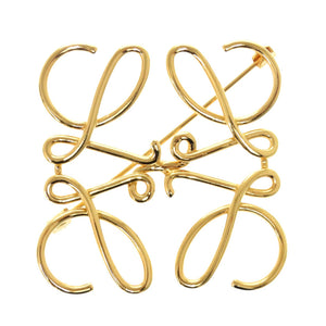 新品同様 ロエベ アナグラム メタル ゴールド ブローチ アクセサリー 1367 【中古】 LOEWE