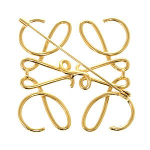 新品同様 ロエベ アナグラム メタル ゴールド ブローチ アクセサリー 1367 【中古】 LOEWE