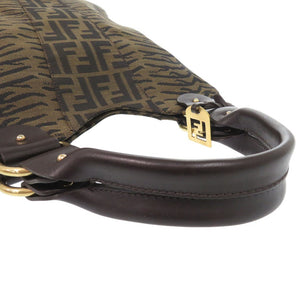 美品 フェンディ ズッカ ハンドバッグ トラ柄 タイガー キャンバス レザー ブラウン 1378【中古】FENDI