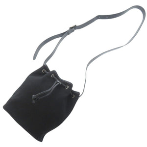 美品 マーガレットハウエル ナイロンキャンバス/スムースレザー ブラック ショルダーバッグ 黒 1381-14【中古】MARGARET HOWELL