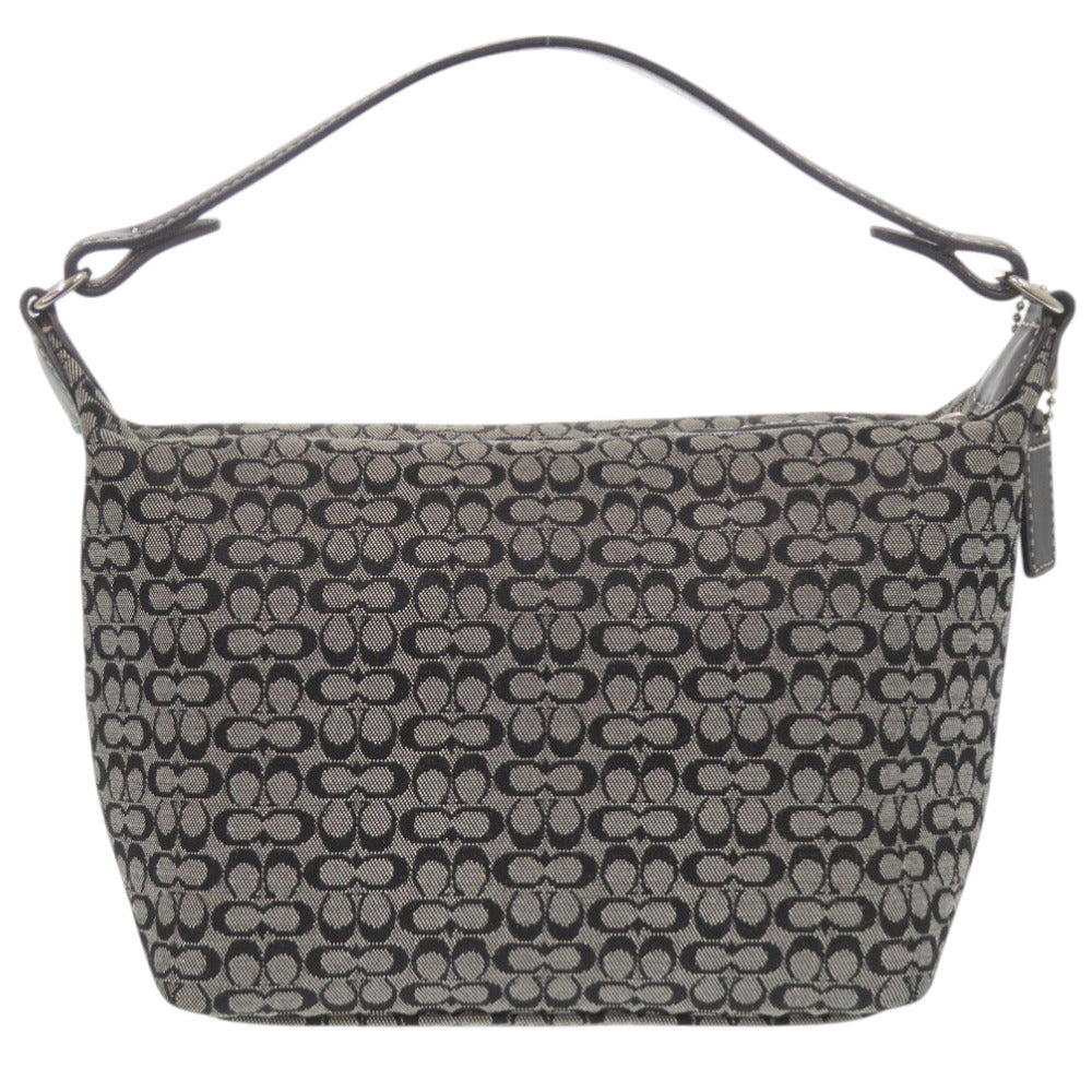 美品 コーチ ミニシグネチャー キャンバス/レザー グレー アクセサリーポーチ ハンドバッグ 1381-2【中古】COACH
