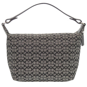 美品 コーチ ミニシグネチャー キャンバス/レザー グレー アクセサリーポーチ ハンドバッグ 1381-2【中古】COACH