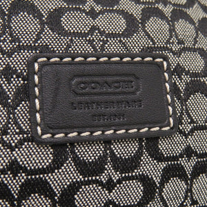 美品 コーチ ミニシグネチャー キャンバス/レザー グレー アクセサリーポーチ ハンドバッグ 1381-2【中古】COACH